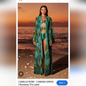 NWOT Runaway The Label X Revolve Camille Robe Cabana Green